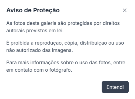 Aviso de proteção exibido ao cliente contra download não autorizado